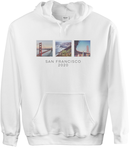 Vacation Gallery of Three Custom Hoodie, Double Sided, Adult (S), White, White, white