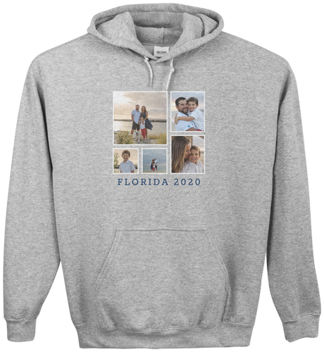 Vacation Gallery of Five Custom Hoodie, Single Sided, Adult (S), Gray, White, white