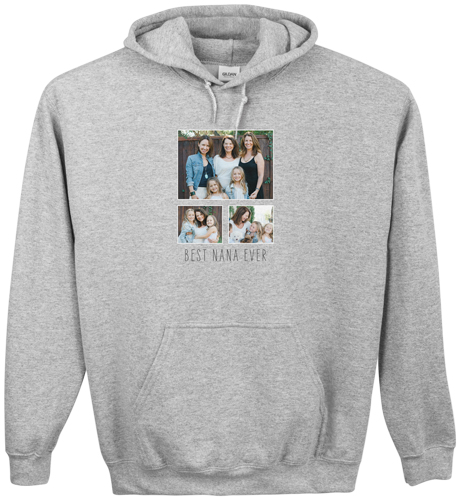 Family Gallery of Three Custom Hoodie, Single Sided, Adult (S), Gray, White, white