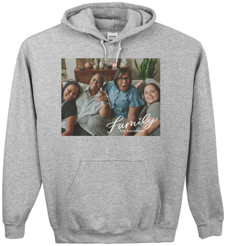 Family Letters Custom Hoodie, Double Sided, Adult (S), Gray, White, white
