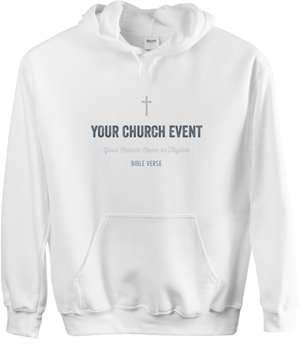 Church Event Custom Hoodie, Single Sided, Adult (M), White, Gray