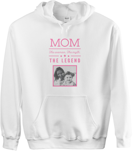 Mom Legend Custom Hoodie, Double Sided, Adult (M), White, Pink, poppy