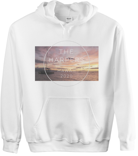 Beach Vacation Custom Hoodie, Double Sided, Adult (M), White, White