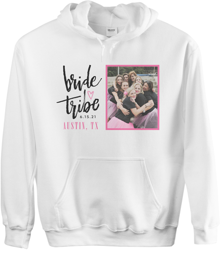 Bride Tribe Custom Hoodie, Single Sided, Adult (M), White, Pink, poppy