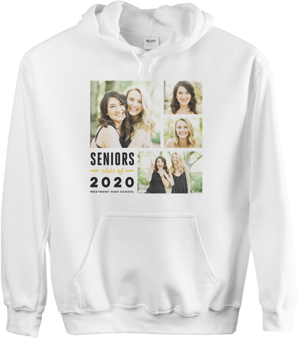 Class Of Custom Hoodie, Double Sided, Adult (M), White, Yellow