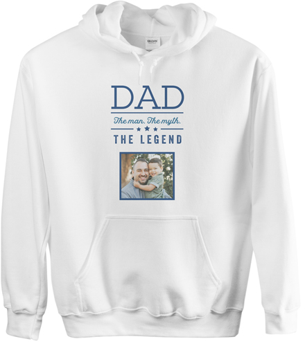 Dad Legend Custom Hoodie, Double Sided, Adult (M), White, Blue