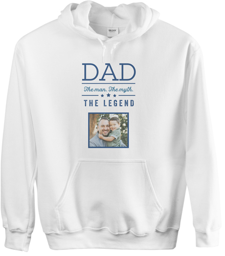 Dad Legend Custom Hoodie, Single Sided, Adult (M), White, Blue