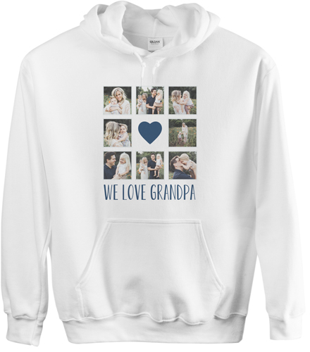 Heart Grid Custom Hoodie, Double Sided, Adult (M), White, Blue, navy