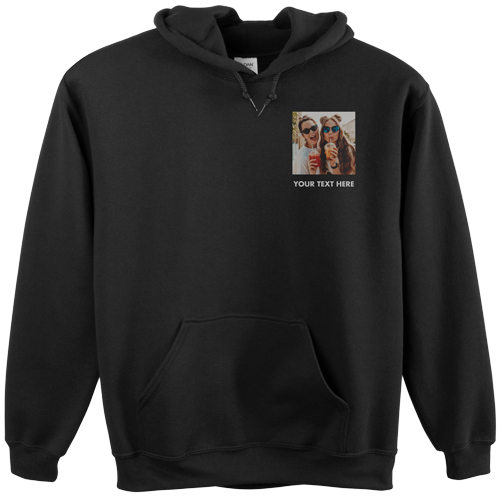 Pocket Gallery of One Custom Hoodie, Single Sided, Adult (M), Black, White