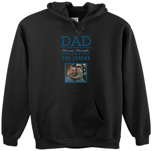 Dad Legend Custom Hoodie, Double Sided, Adult (M), Black, Blue