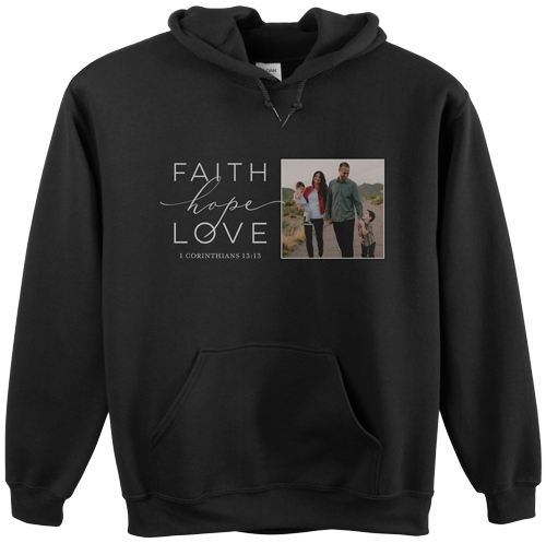 Faith Hope Love Gallery Custom Hoodie, Double Sided, Adult (M), Black, Black