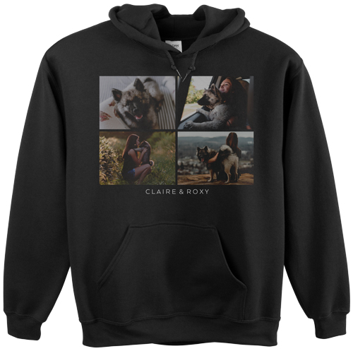 Gallery of Four Custom Hoodie, Single Sided, Adult (M), Black, White