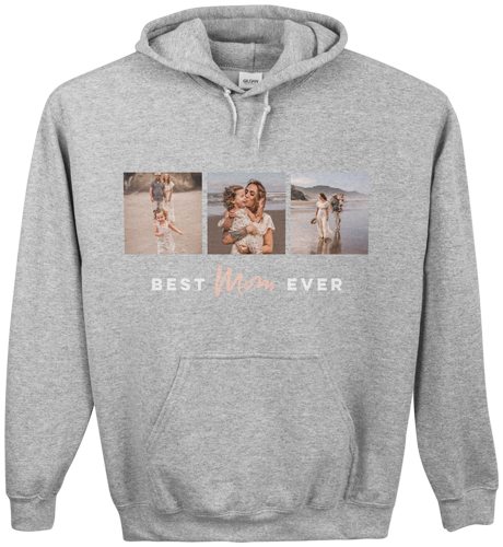 The Best Three Custom Hoodie, Double Sided, Adult (M), Gray, White