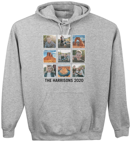 Vacation Gallery of Nine Custom Hoodie, Double Sided, Adult (M), Gray, White, white