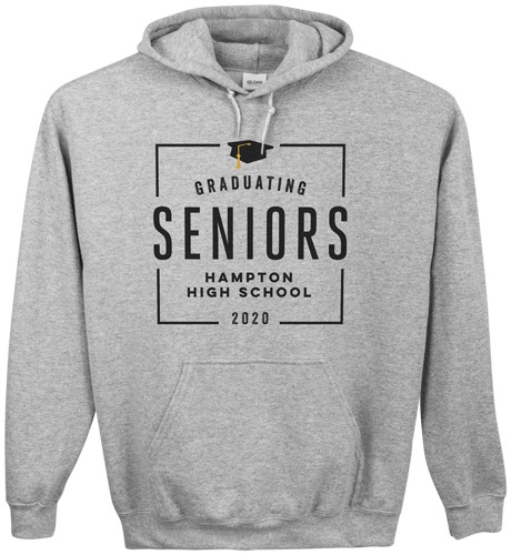Graduating Seniors Custom Hoodie, Double Sided, Adult (M), Gray, Black