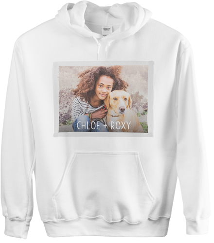 Watercolor Edge Custom Hoodie, Single Sided, Adult (L), White, Gray, silver lining