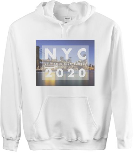 City Vacation Custom Hoodie, Single Sided, Adult (L), White, White