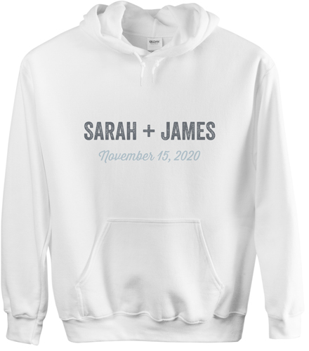 Wedding Your Text Here Custom Hoodie, Double Sided, Adult (L), White, White