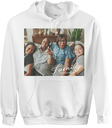 Family Letters Custom Hoodie, Single Sided, Adult (L), White, White