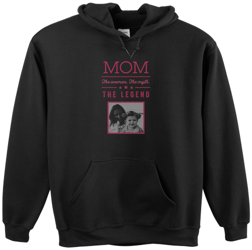 Mom Legend Custom Hoodie, Single Sided, Adult (L), Black, Pink