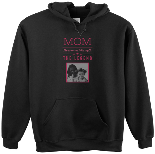 Mom Legend Custom Hoodie, Double Sided, Adult (L), Black, Pink, poppy
