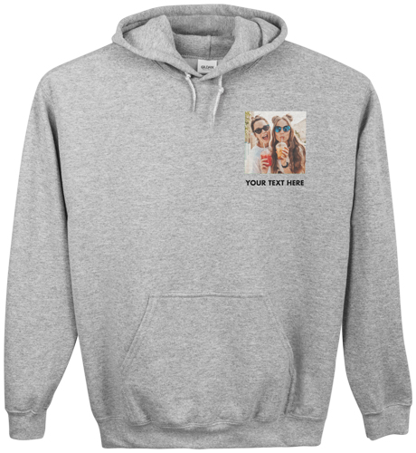 Pocket Gallery of One Custom Hoodie, Single Sided, Adult (L), Gray, White