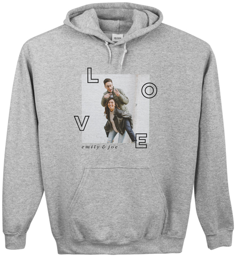 Space for Love Custom Hoodie, Double Sided, Adult (L), Gray, Black