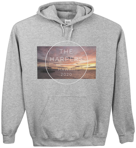 Beach Vacation Custom Hoodie, Double Sided, Adult (L), Gray, White, white