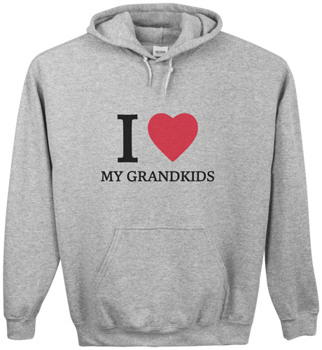 Heart My Grandkids Custom Hoodie, Double Sided, Adult (L), Gray, Red
