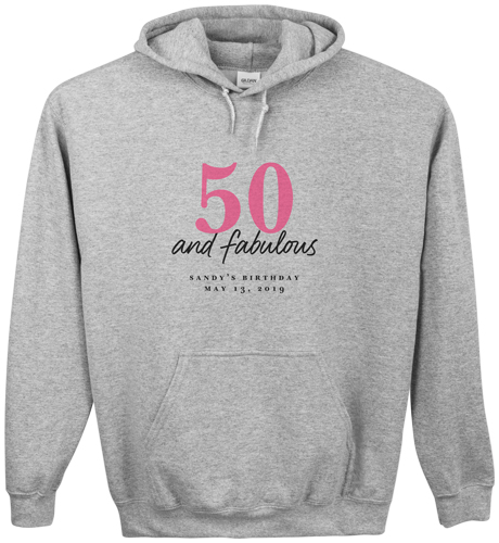 Fabulous Birthday Custom Hoodie, Single Sided, Adult (L), Gray, Gray