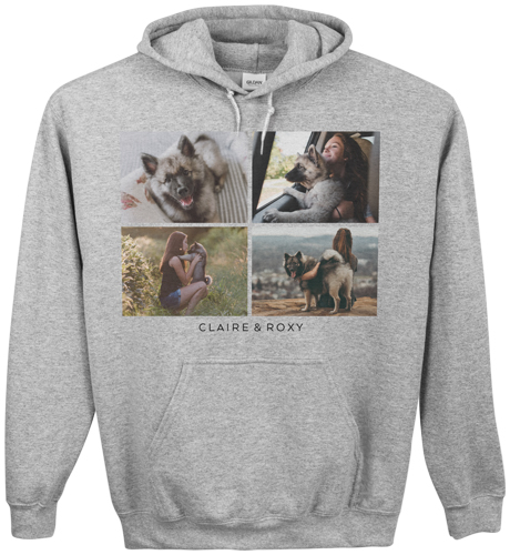 Gallery of Four Custom Hoodie, Single Sided, Adult (L), Gray, White, white
