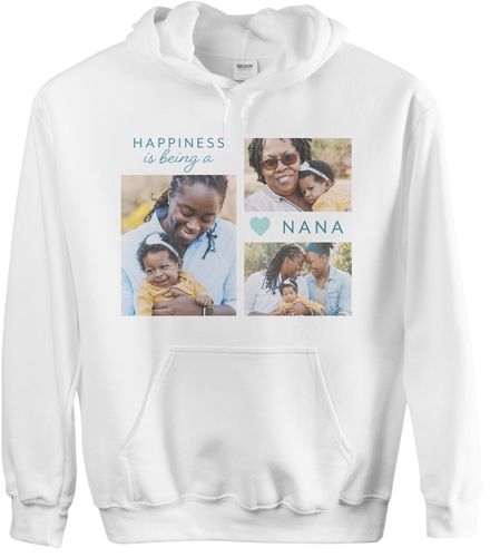 Happy Heart Custom Hoodie, Double Sided, Adult (XL), White, Blue