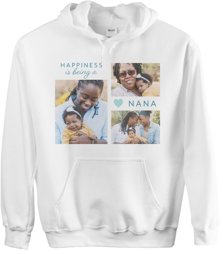 Happy Heart Custom Hoodie, Single Sided, Adult (XL), White, Blue