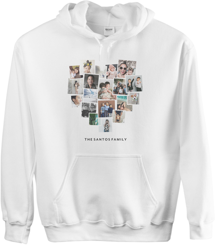 Tilted Heart Collage Custom Hoodie, Single Sided, Adult (XL), White, White
