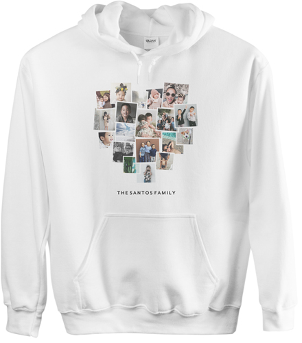 Tilted Heart Collage Custom Hoodie, Double Sided, Adult (XL), White, White, white