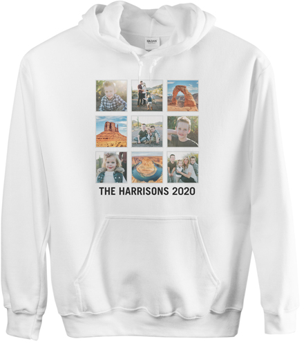 Vacation Gallery of Nine Custom Hoodie, Single Sided, Adult (XL), White, White