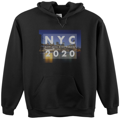 City Vacation Custom Hoodie, Double Sided, Adult (XL), Black, White