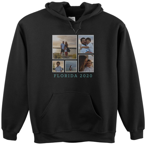 Vacation Gallery of Five Custom Hoodie, Double Sided, Adult (XL), Black, White