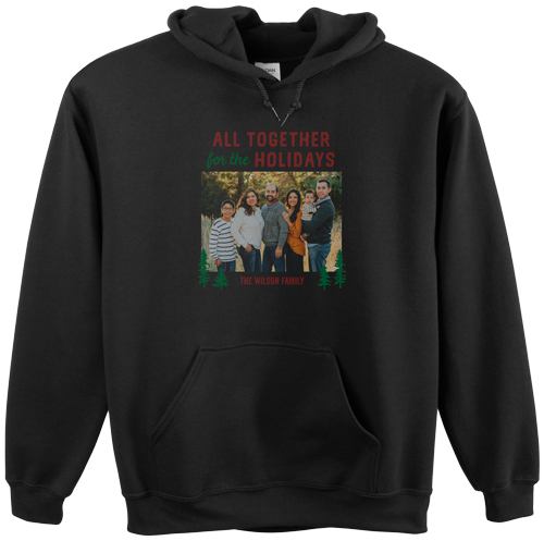 All Together for the Holidays Custom Hoodie, Single Sided, Adult (XL), Black, Red, marsala