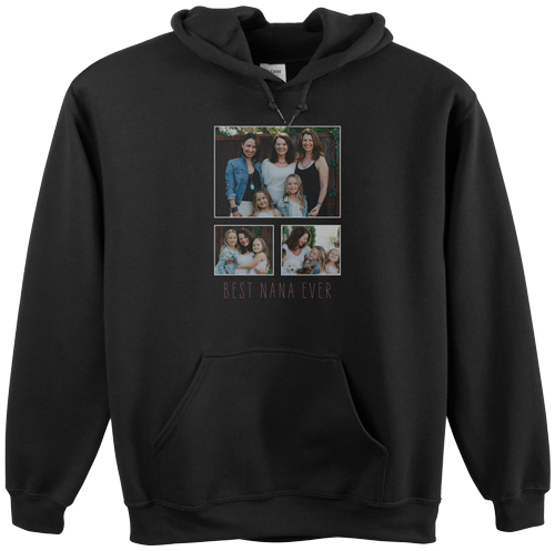 Family Gallery of Three Custom Hoodie, Double Sided, Adult (XL), Black, White