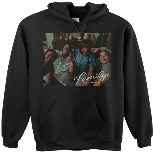 Family Letters Custom Hoodie, Double Sided, Adult (XL), Black, White