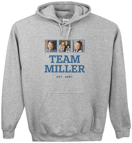 Team Family Gallery Custom Hoodie, Single Sided, Adult (XL), Gray, Blue, light blue