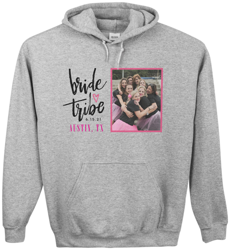 Bride Tribe Custom Hoodie, Double Sided, Adult (XL), Gray, Pink