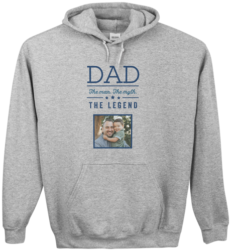 Dad Legend Custom Hoodie, Single Sided, Adult (XL), Gray, Blue