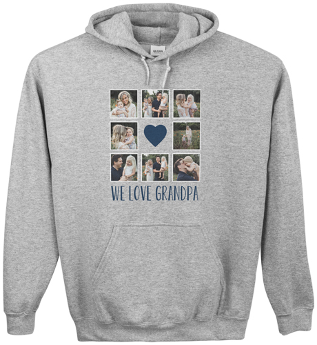 Heart Grid Custom Hoodie, Double Sided, Adult (XL), Gray, Blue, navy