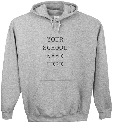 School Name Here Custom Hoodie, Single Sided, Adult (XL), Gray, White