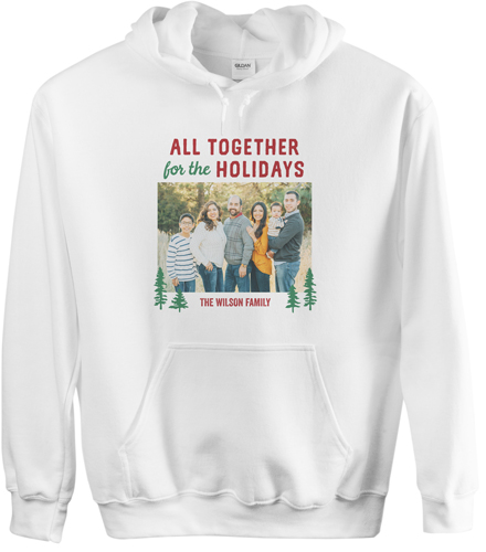 All Together for the Holidays Custom Hoodie, Double Sided, Adult (XXL), White, Red