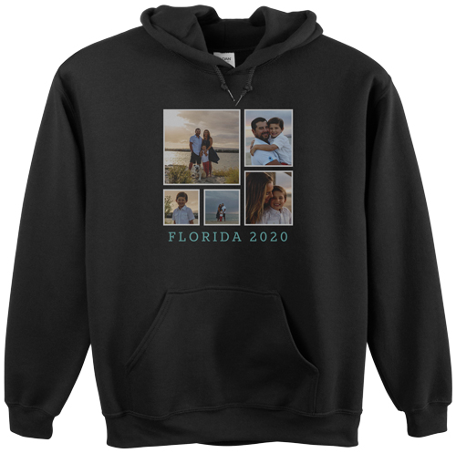Vacation Gallery of Five Custom Hoodie, Single Sided, Adult (XXL), Black, White