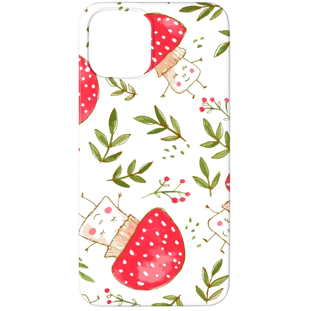 the Happiest Little Mushrooms - Red Phone Case, Silicone Liner Case, Matte, iPhone 11 Pro Max, Red