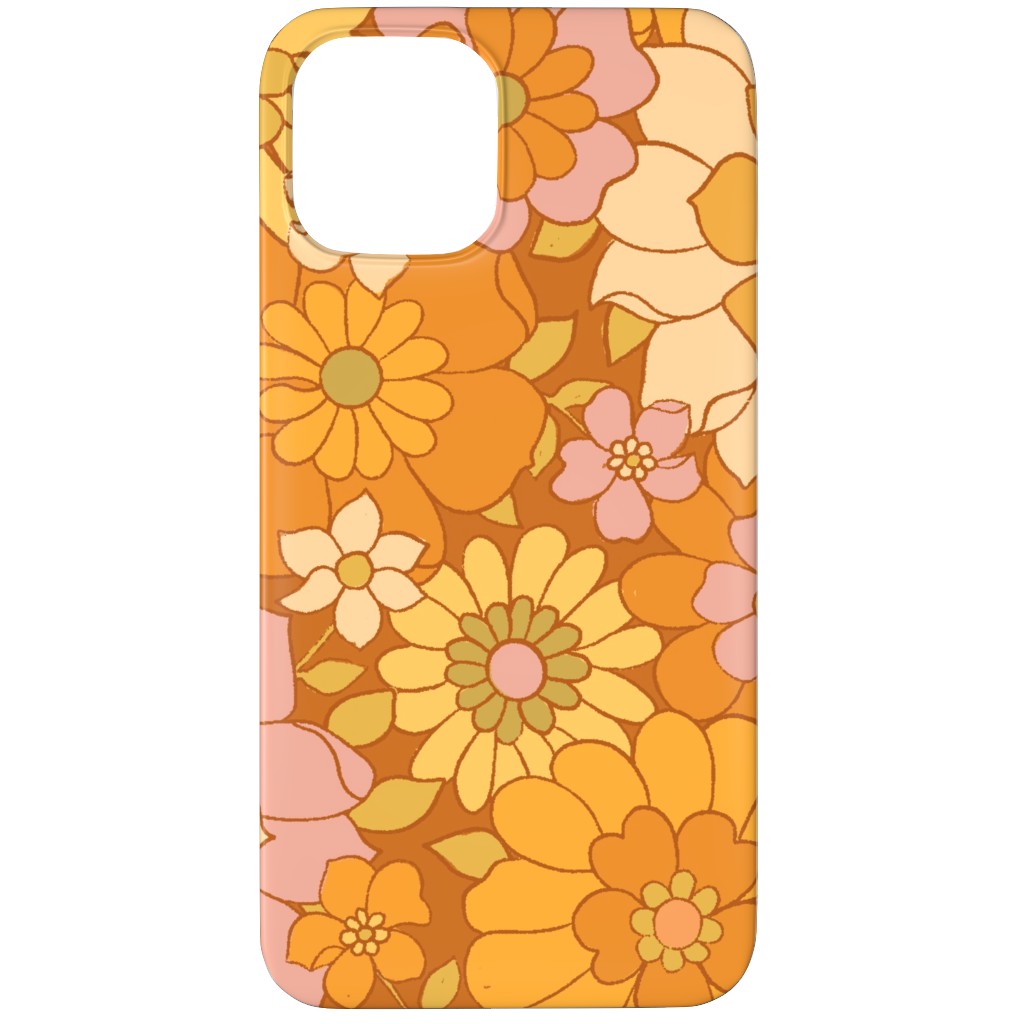 Avery Retro Floral Phone Case, Silicone Liner Case, Matte, iPhone 11 Pro Max, Orange, Tawny